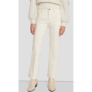 7 For All Mankind Pants Womens M Cream High Waist Slim Kick Flare Faux Leather